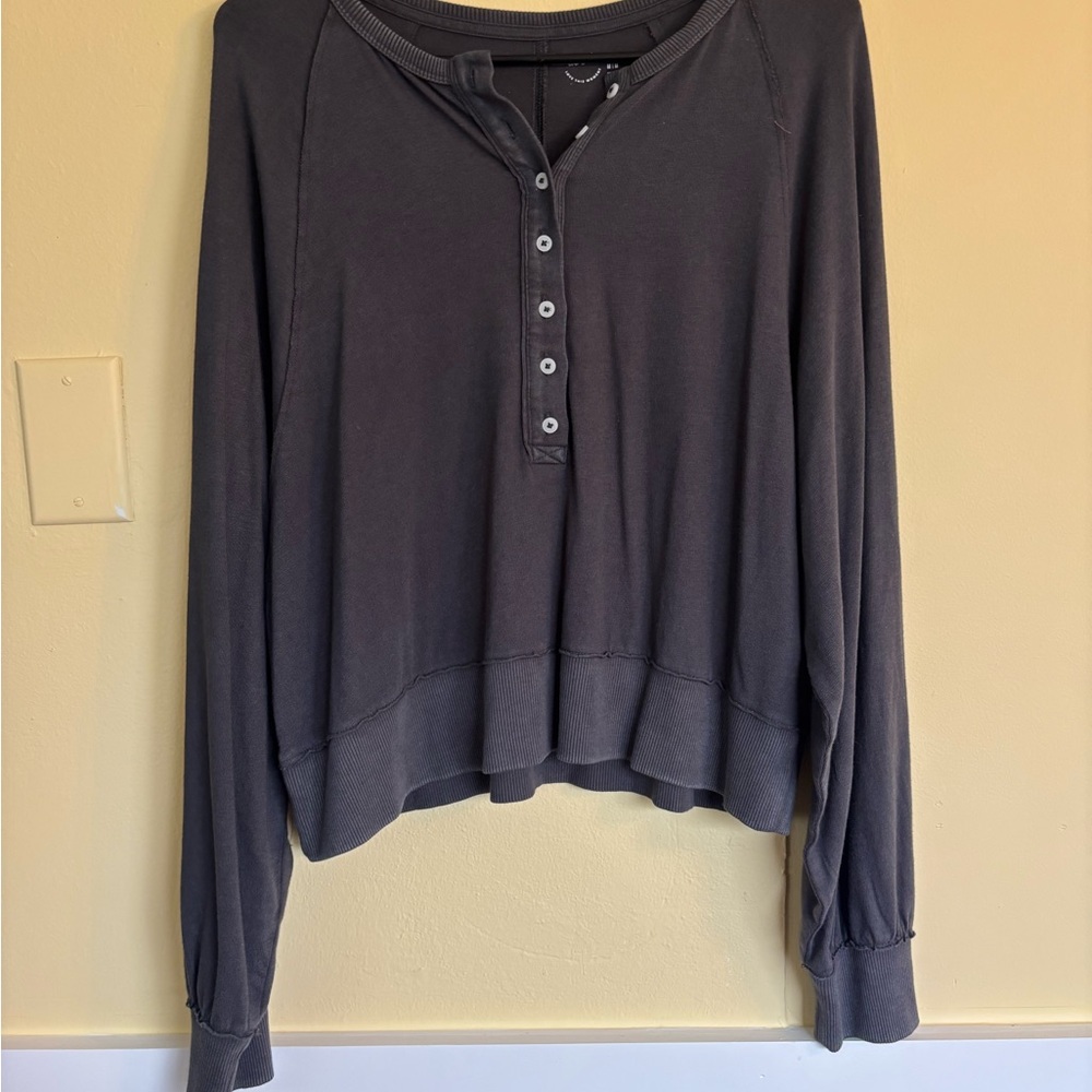 aerie Charcoal Gray Long-Sleeve Henley Top